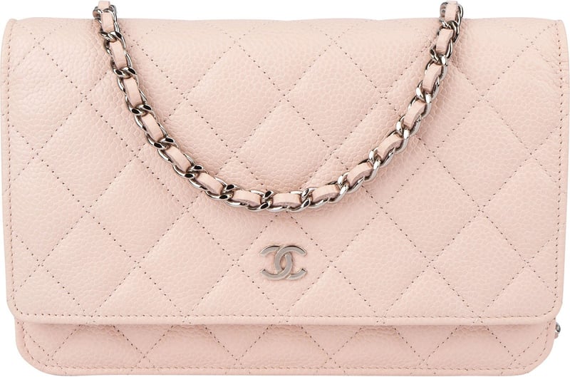 Chanel Quilted Caviar Leather Palladium Wallet On Chain Crossbody Bag