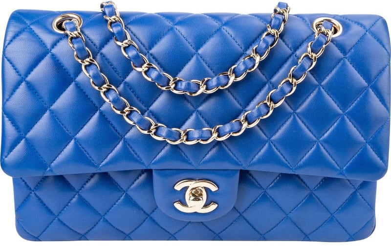 Chanel Bleu Quilted Lambskin Medium Double Flap Shoulder Bag