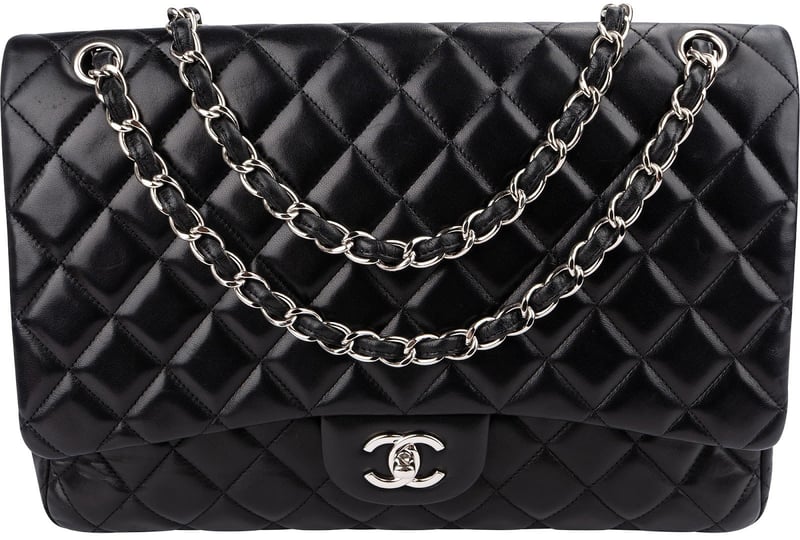 Chanel Quilted Lambskin Palladium Maxi Single Flap Crossbody Bag