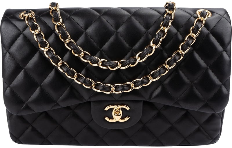 Chanel Quilted Lambskin Gold Jumbo Double Flap Crossbody Bag