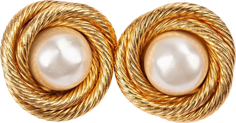 Chanel Rope Twist Large Pearl Clip-On Earrings