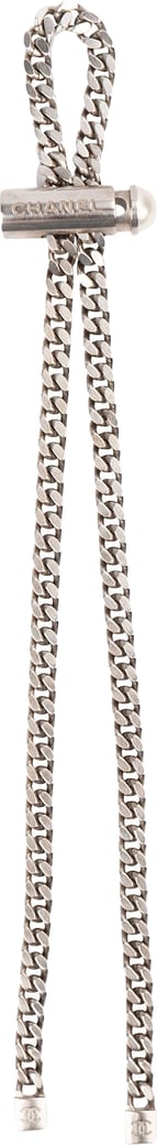 Chanel Palladium Silver Chain Lariat Bolo Lagerfeld Necklace