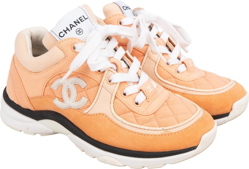 Chanel Quilted Fabric Suede CC Trainer Sneakers (36)