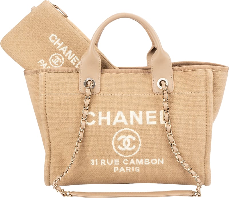 Chanel Canvas Small Deauville Tote Handbag