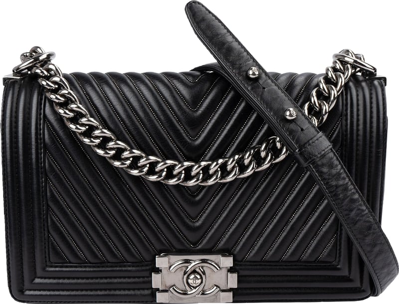 Chanel Chevron Calfskin Palladium Medium Boy Single Crossbody Bag