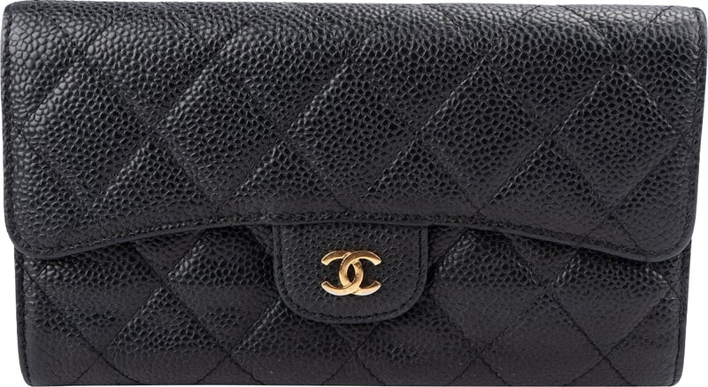 Chanel Quilted Caviar Leather Classic CC Flap Wallet