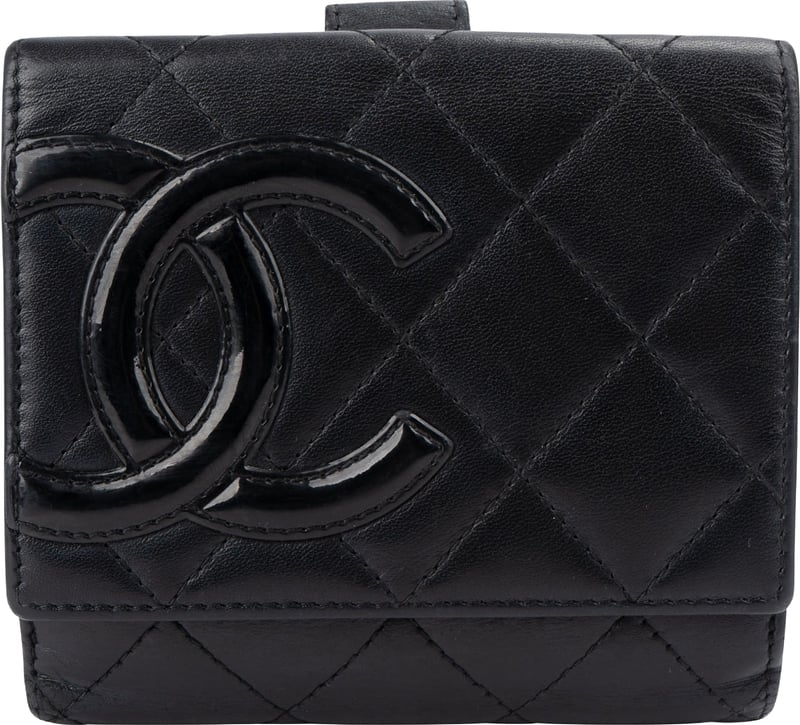 Chanel Quilted Lambskin Cambon Small Bifold Wallet