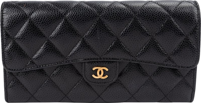 Chanel Quilted Caviar Leather Classic CC Flap Wallet