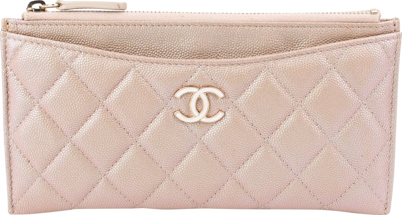 Chanel Quilted Caviar Leather CC Long Card Holder Zipped Wallet