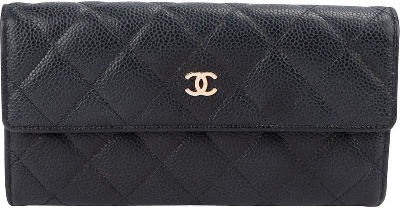 Chanel Quilted Caviar Leather CC Flap Wallet