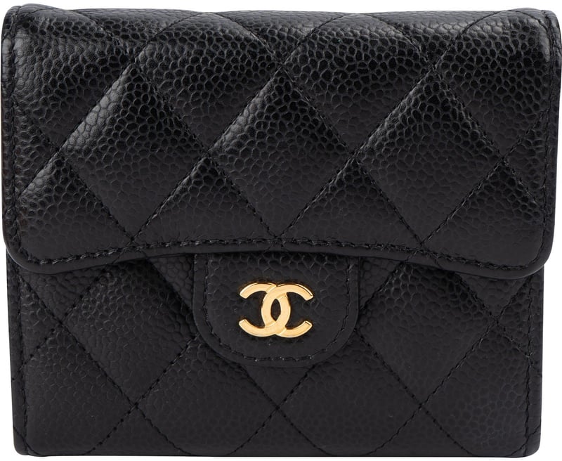 Chanel Quilted Caviar Leather CC Small Flap Wallet