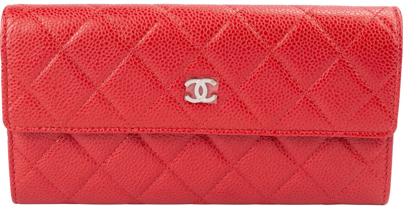 Chanel Quilted Caviar Leather Classic CC Flap Wallet