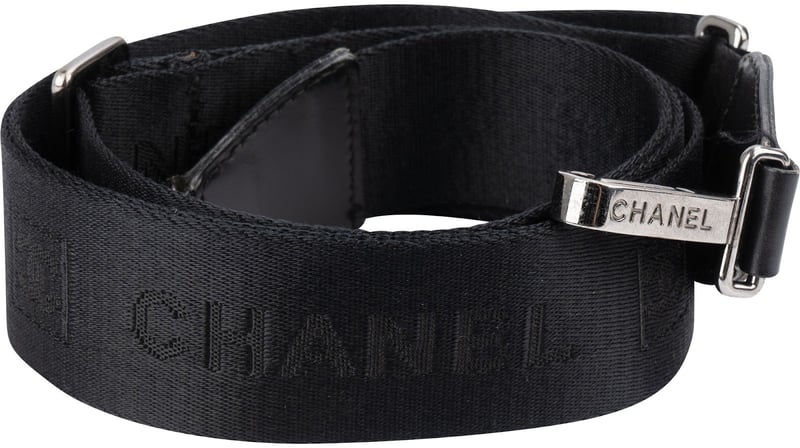 Chanel Black Emblem Adjustable Bags Strap