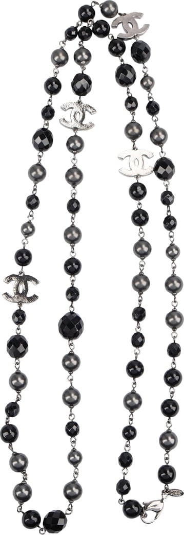 Chanel Faux Pearl Crystal CC Sautoir Necklace