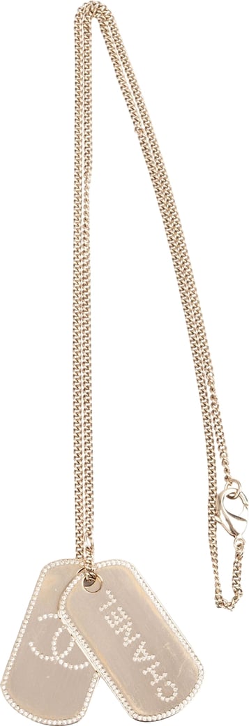 Chanel Crystal CC Dog Tag Necklace