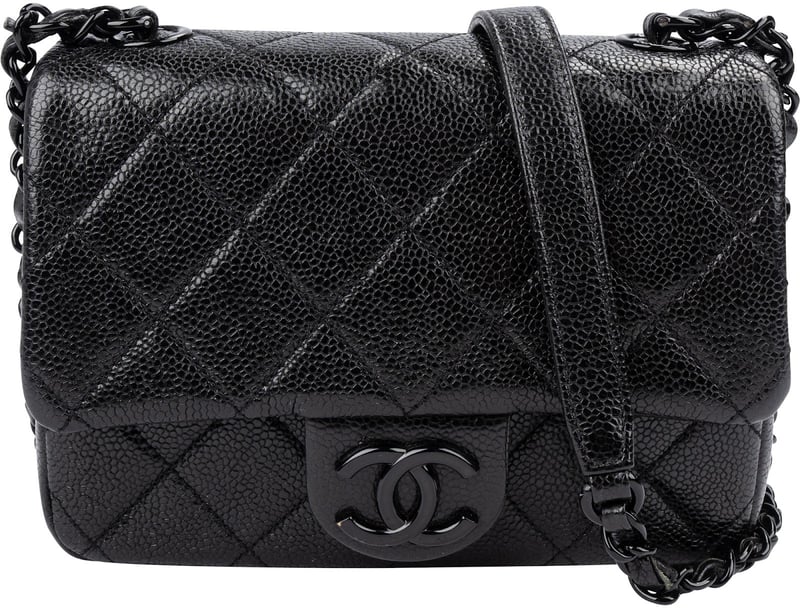 Chanel Quilted Caviar Leather Ultramatte So Black Mini Rectangular Single Flap Crossbody Bag