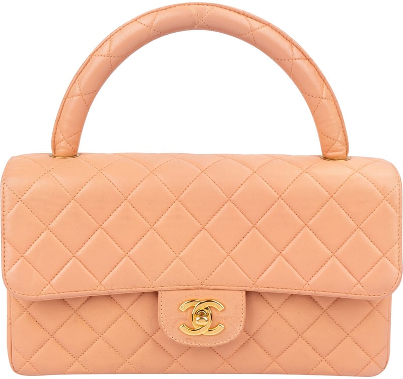 Chanel Quilted Lambskin 24K Gold Single Flap Top Handle Handbag