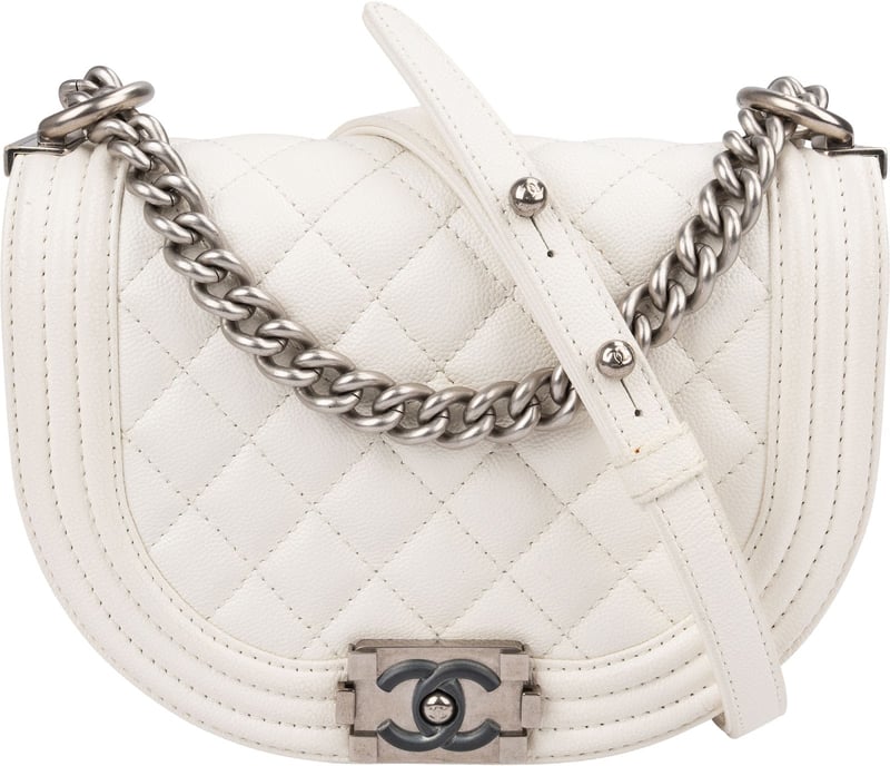 Chanel Quilted Caviar Leather Small Boy Messenger Single Flap Crossbody Bag