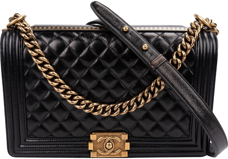 Chanel Quilted Crinkled Calfskin Limited "A Tale from Paris to Salzburg" Large Boy Crossbody Bag