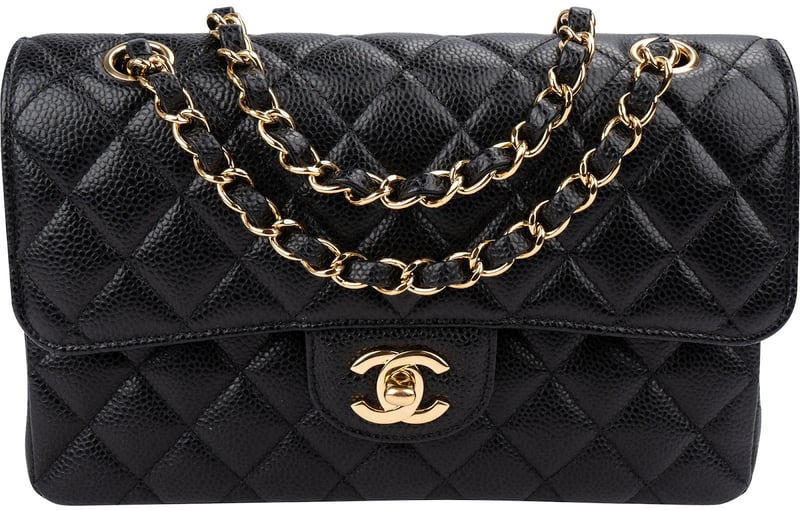 Chanel Quilted Caviar Leather Small Double Flap Shoulder Bag
