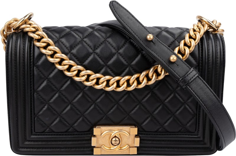 Chanel Quilted Lambskin Single Flap Medium Boy Crossbody Bag