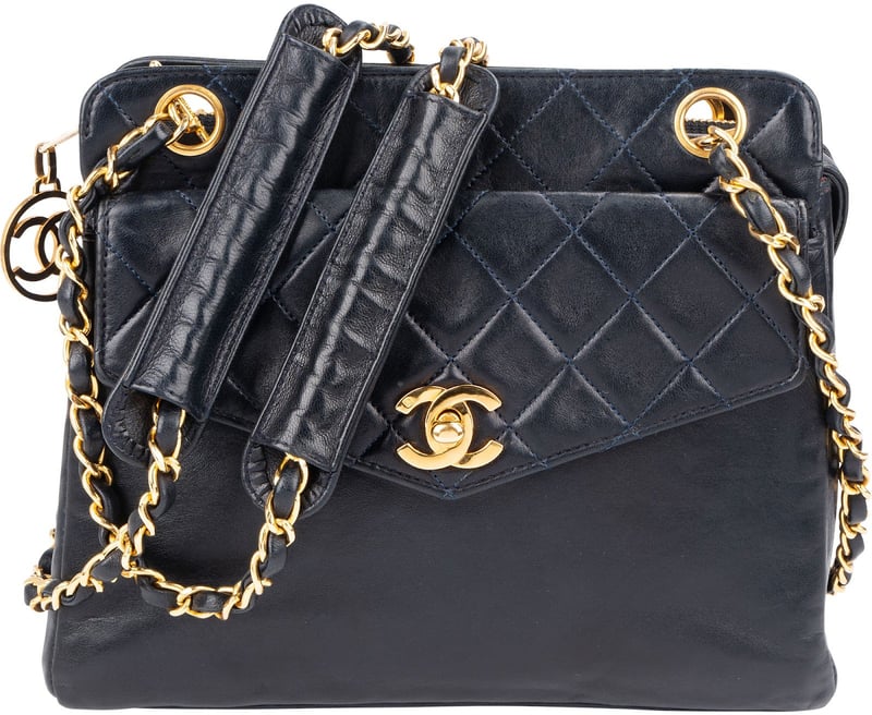 Chanel Quilted Lambskin 24K Gold Vintage Front Pocket Camera Shoulder Bag