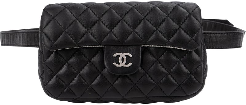 Chanel Noir Quilted Lambskin Palladium Uniform Belt Bag