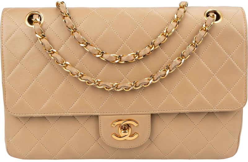 Chanel Quilted Lambskin 24K Gold Double Flap Shoulder Bag