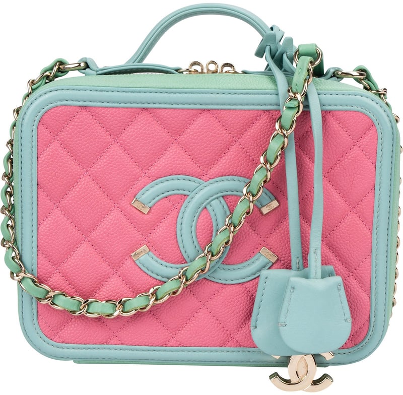 Chanel Quilted Caviar Leather Filigree Vanity Case Crossbody Bag