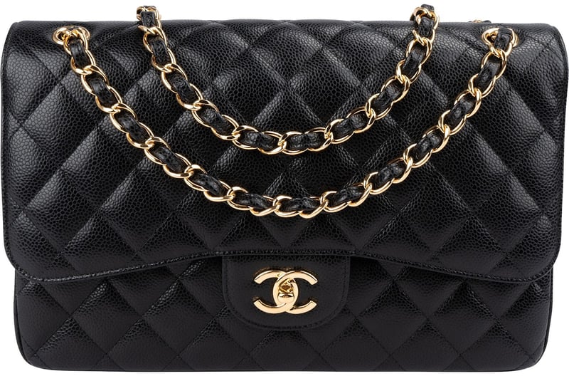 Chanel Quilted Caviar Leather Jumbo Double Flap Crossbody Bag