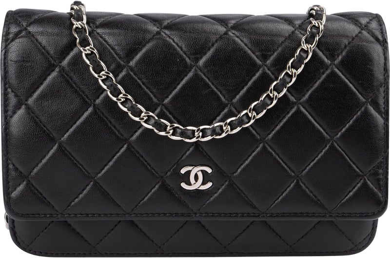 Chanel Quilted Lambskin Palladium Wallet On Chain Crossbody Bag