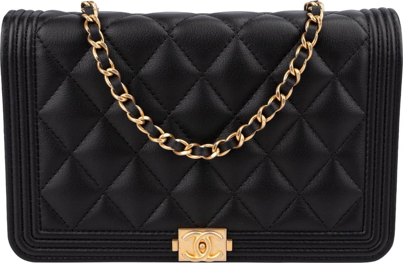 Chanel Quilted Lambskin Small Boy Wallet On Chain Crossbody Bag