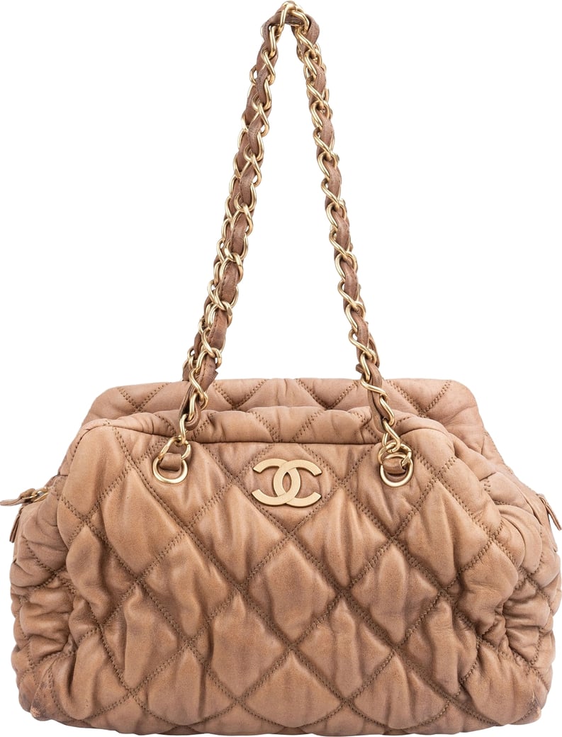 Chanel Bubble Quilted Lambskin CC Bowler Shoulder Bag