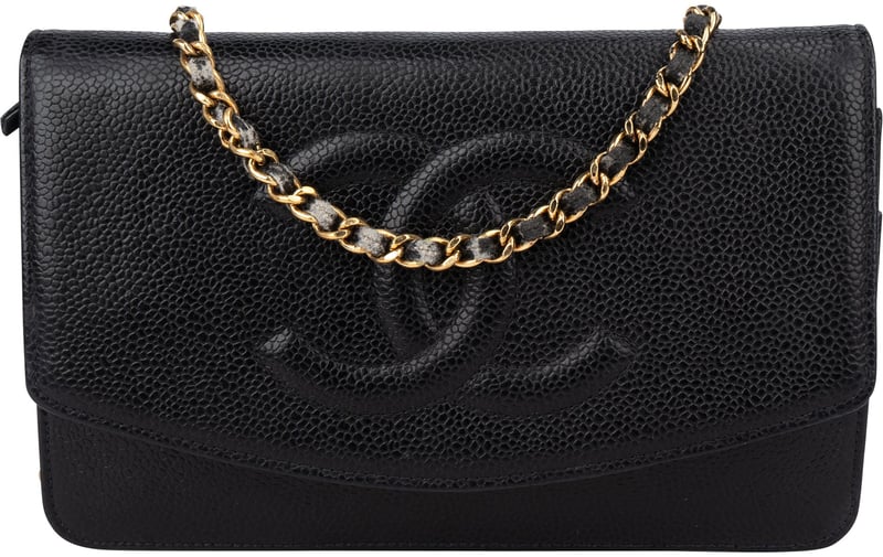 Chanel Caviar Leather CC Wallet On Chain Crossbody Bag