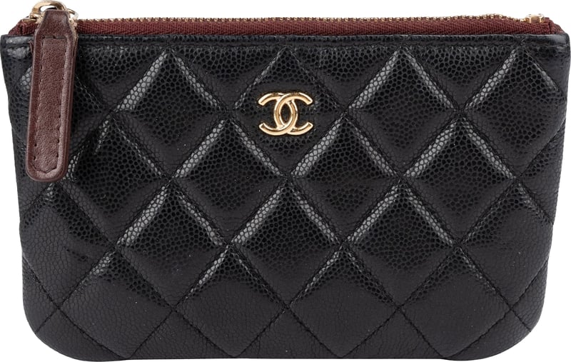 Chanel Quilted Caviar Leather Pouch Wallet
