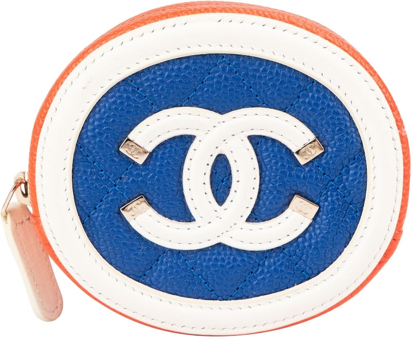 Chanel Caviar Leather CC Filigree Oval Coin Purse Wallet