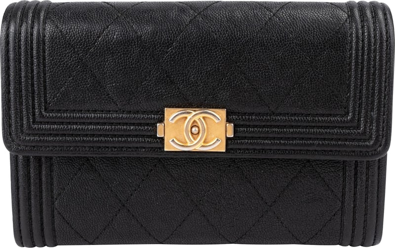 Chanel Quilted Caviar Leather Boy Wallet