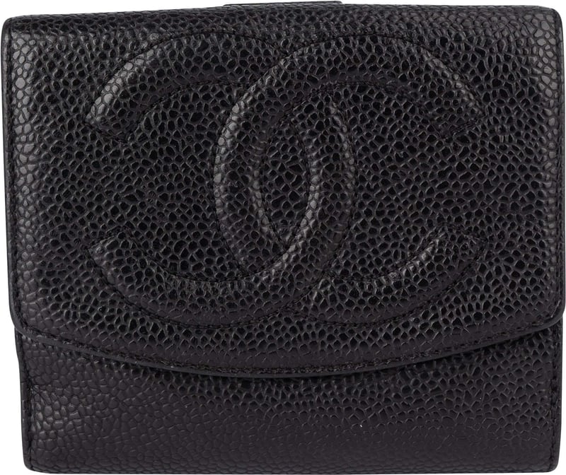 Chanel Noir Caviar Leather CC Wallet