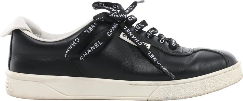 Chanel Coco Mark Leather Sneakers in Black G34085, Size EU 37