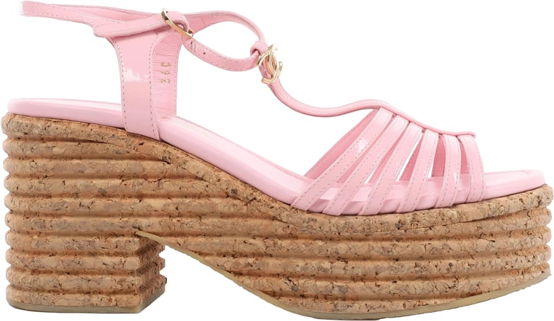 Chanel Coco Mark 25SS Patent Leather Sandals in Pink G46406, Size EU 36