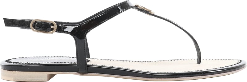 Chanel Coco Mark 14P Suede x Patent Beach Sandals in Black G28941, Size EU 38