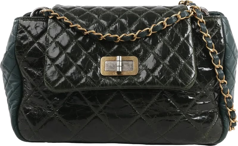 Chanel Reissue Accordion Quilted Leather Mix Shoulder Bag in Green