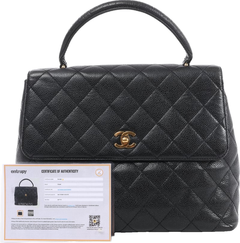 Chanel Classic Kelly Matelasse Caviar Leather Handbag in Black
