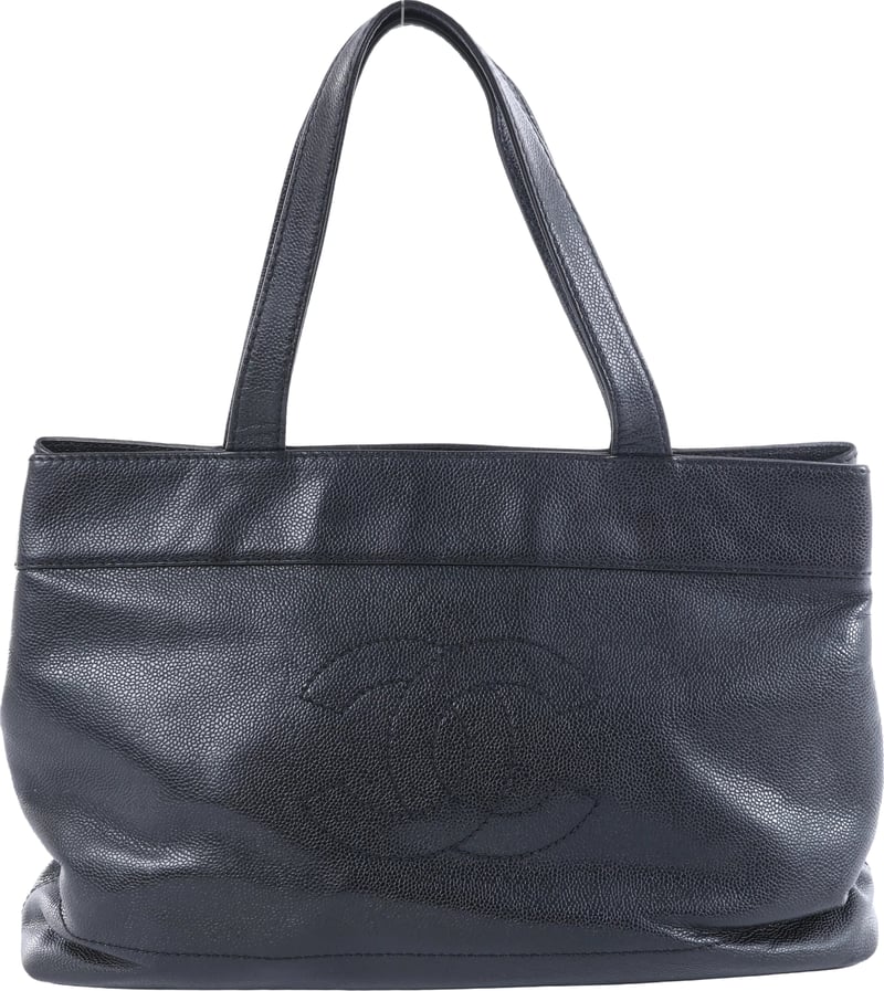 Chanel Coco Mark Line Caviar Leather Shoulder Bag in Black