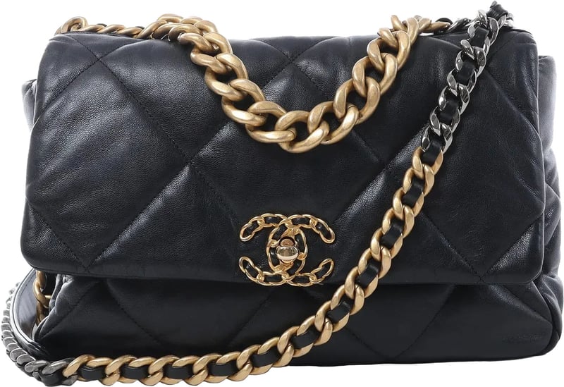 Chanel Chanel 19 Large Leather Chain Shoulder Bag in Black 30157954