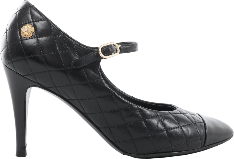 Chanel Coco Mark Matelassé Pump Heels in Black G30981, Size EU 36.5 C