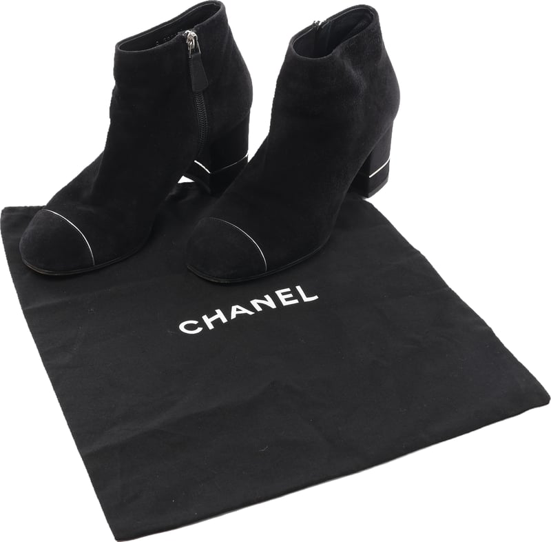 Chanel Coco Mark Suede Short Boots 36 Ladies' Black G32120