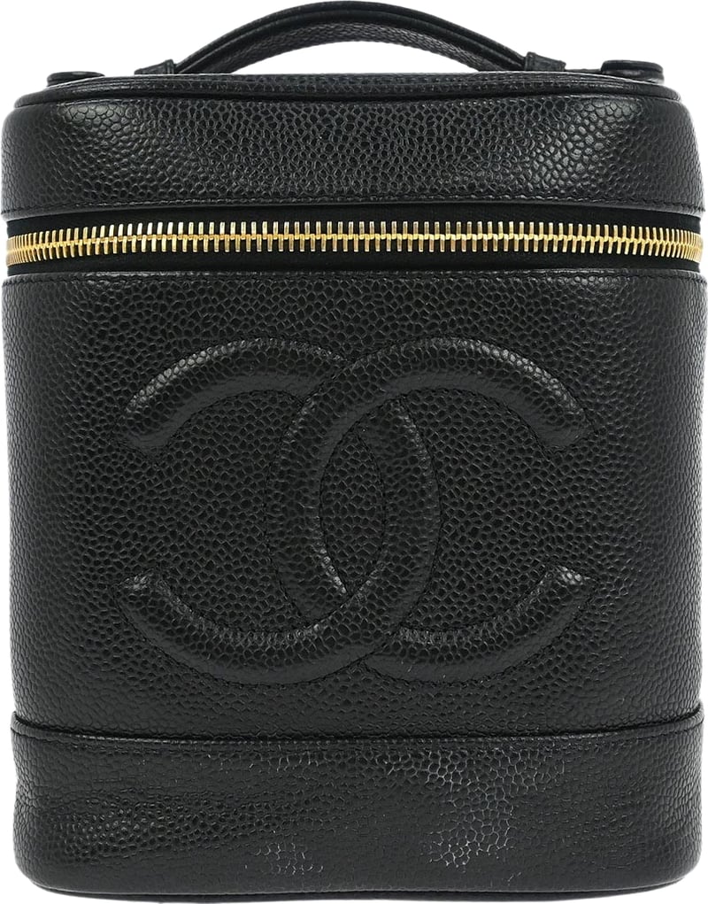 Chanel Vintage Timeless Cosmetic Case Caviar Small
