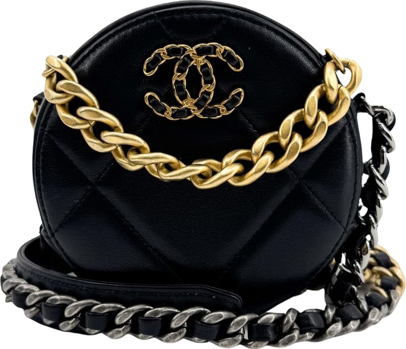 Chanel 19 Round Clutch with Chain Quilted Leather