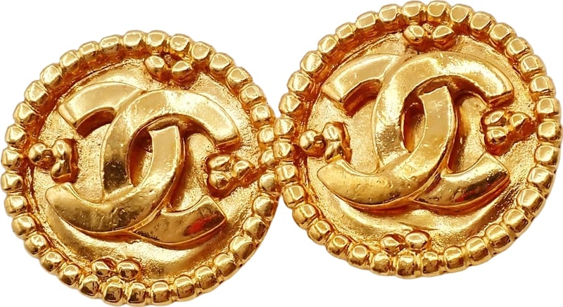 Chanel Vintage CC Round Clip-On Metal Small
